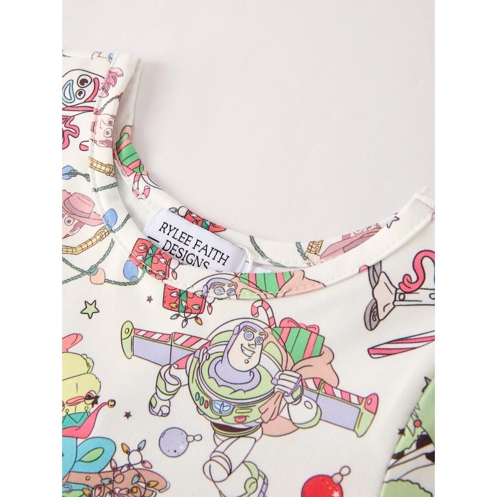 Girls Size 6 Christmas Toy Story Dress Boutique Buzz‎ Woody Holiday Ornaments - Picture 2 of 3